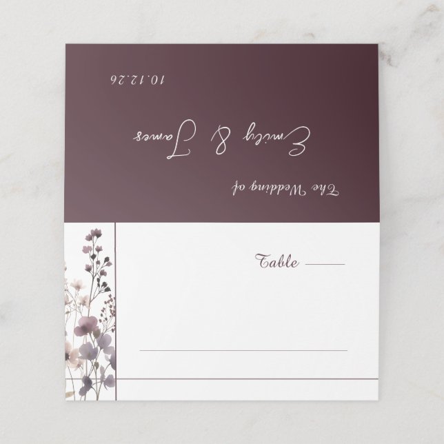 Red Blush Floral Wedding Elegant  Placeringskort (Utvändigt utvikt)