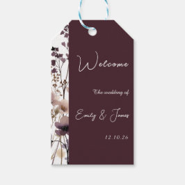 Red Blush Floral Wedding Elegant  Presentetikett