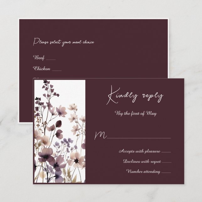 Red Blush Floral Wedding Elegant Romantic OSA Kort (Fram/baksida)