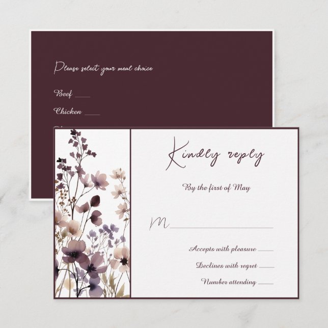 Red Blush Floral Wedding Elegant Romantic OSA Kort (Fram/baksida)