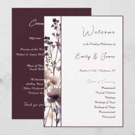 Red Blush Floral Wedding Elegant Romantic Program