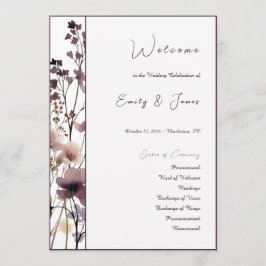 Red Blush Floral Wedding Elegant Romantic Program