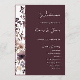 Red Blush Floral Wedding Elegant Romantic Program