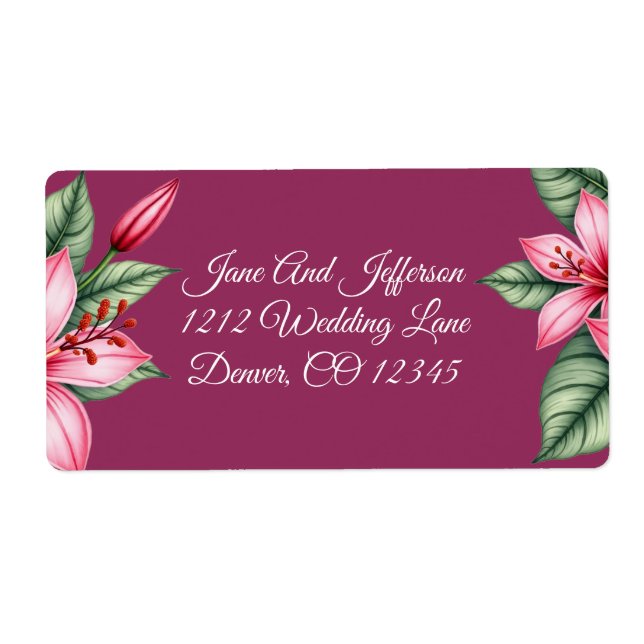 Red Blush Pink Floral Fraktsedel (Framsidan)