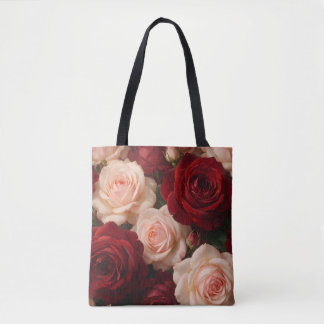 Red & Blush Pink Roses — Romantic Vintage Floral B Tygkasse