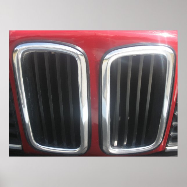 Red BMW 635 CSi Grill (Twin Kidneys) Poster (Framsidan)