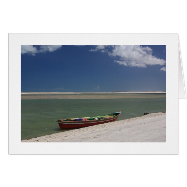 Red Boat and Blå himmel Card Hälsningskort (Framsidan Horizontal)