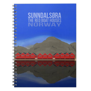 Red Boat Houses Sunndalsøra-Norgen Canvas Prin Anteckningsbok