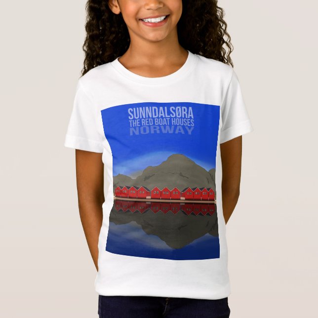 Red Boat Houses Sunndalsøra-Norgen T Shirt (Framsida)