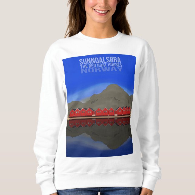 Red Boat Houses Sunndalsøra-Norgen T Shirt (Framsida)