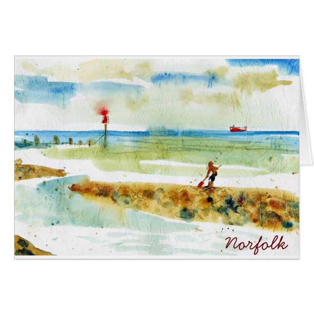 Red Boat in Mundesley, Norfolk Hälsningskort (Framsidan Horizontal)