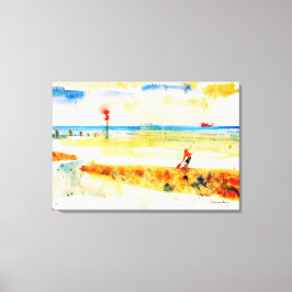 Red Boat in Norfolk bright water color art Canvastryck