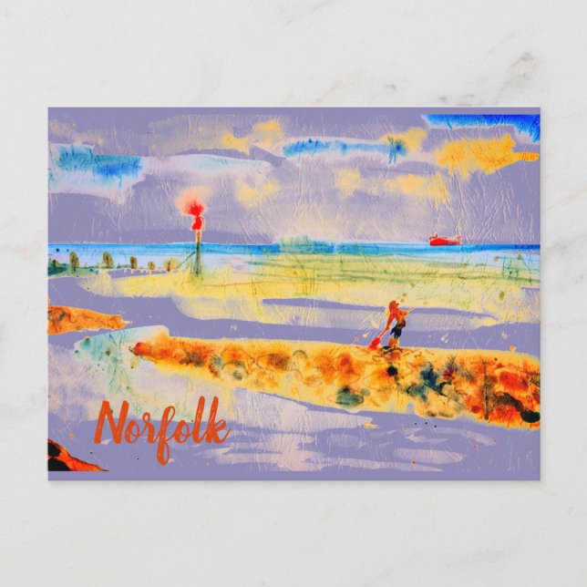 Red Boat på stranden i Mundesley, Norfolk Postcard Vykort (Framsida)