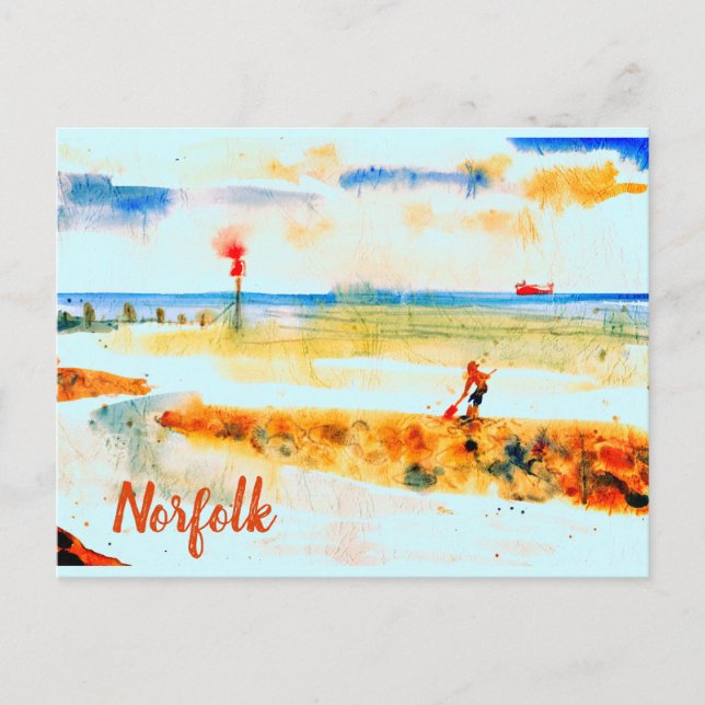 Red Boat på stranden i Mundesley, Norfolk Vykort (Framsida)