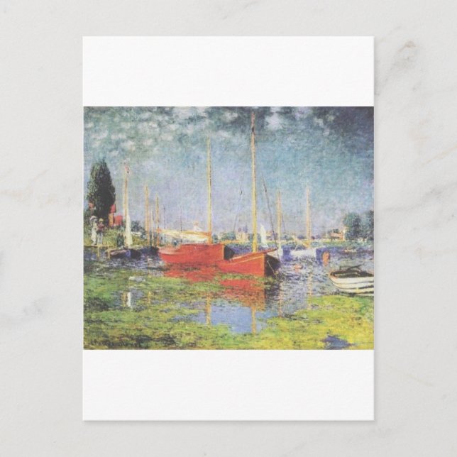 Red Boats, Argenteuil, Claude Monet Vykort (Framsida)