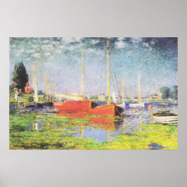 Red Boats i Argentina av Claude Monet Poster