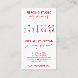 Red Body Jewelry Piercings Visitkort