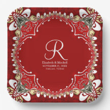 Red Bohemian Batik Monogram Bröllop