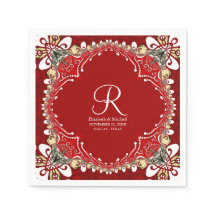 Red Bohemian Batik Monogram Bröllop