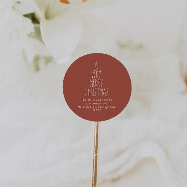 Red Boho A Väldigt God jul kuvert Seals Runt Klistermärke (Skapare uppladdad)