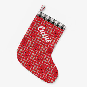 Red Boho Bandana Print Personlig Liten Julstrumpa