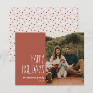 Red Boho Polka Dot Glad helg Single Photo Julkort
