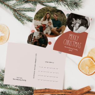 Red Boho Polka Dot jul Tre Photo Helg Vykort