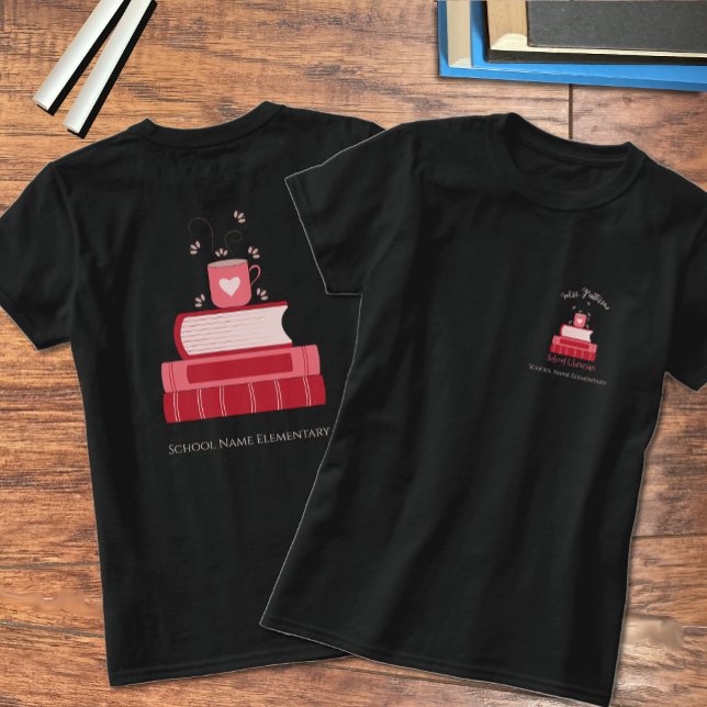 Red Bokar School Librarian T-Shirt med Namn (Skapare uppladdad)