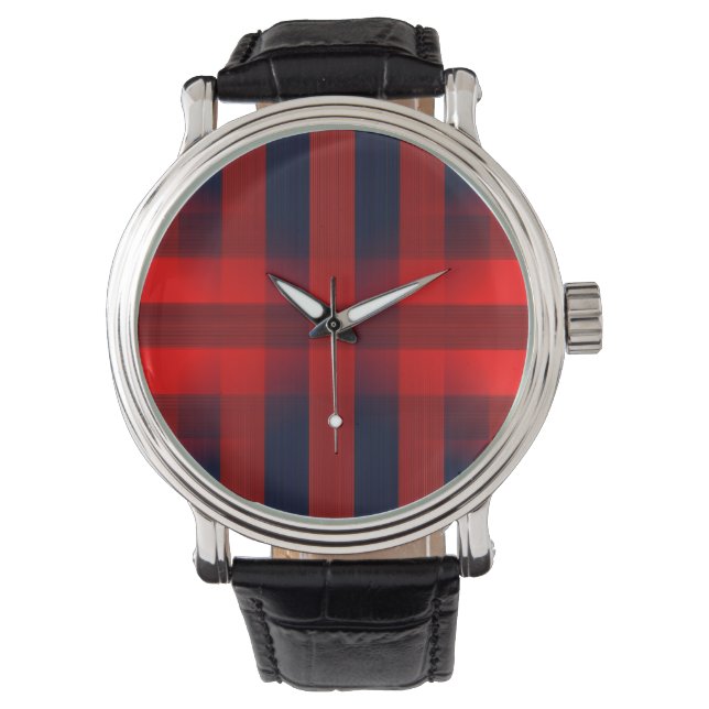 Red Bokeh Buffalo Plaid Armbandsur (Framsida)