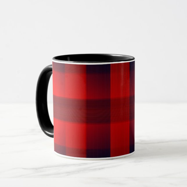 Red Bokeh Buffalo Plaid Mugg (Framsida vänster)
