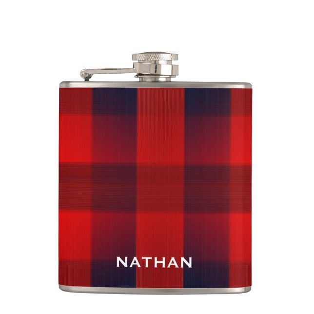 Red Bokeh Buffalo Plaid Personalised Fickplunta (Framsidan)