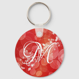 Red Bokeh Valentines Hearts Gift. Text Nyckelring