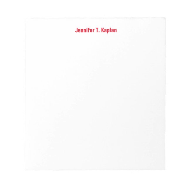 Red Bold Namn Plain Simple Professionell Modern Anteckningsblock (Framsida)