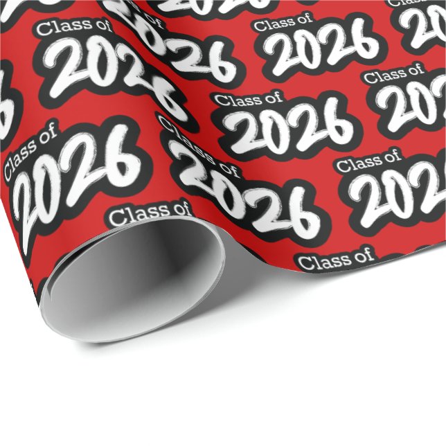 Red Bold Push Class of 2026 Wrapping Papper Presentpapper (Rullad Hörn)