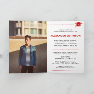 Red Bold STUDENT Brev och Cap Studenten Inbjudan