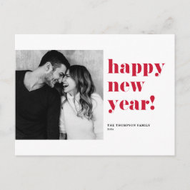 Red Bold Typography Gott nytt år Photo Helg Vykort