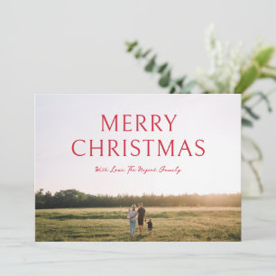 Red Bold Typography Photo Elegant Jul Julkort