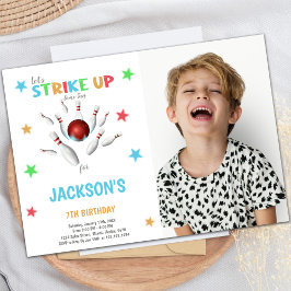 Red Boll Bowling Birthday-inbjudningar med foto Inbjudningar