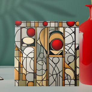 Red Bollar Art Deco Art nouveau Kakelplatta