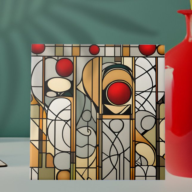 Red Bollar Art Deco Art nouveau Kakelplatta (Skapare uppladdad)