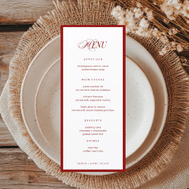 Red Bon Appetit Classic Elegant Finare Bröllop Meny