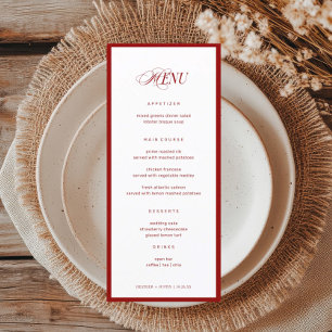 Red Bon Appetit Classic Elegant Finare Bröllop Meny