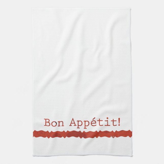 Red Bon Appétit Tea Towel Kitchen Towel Kökshandduk (Vertikal)