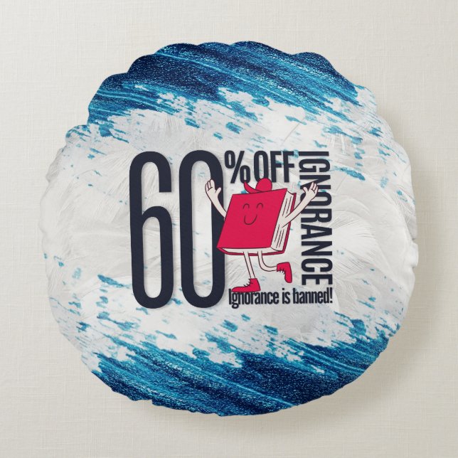 Red Book Character Ignorance Banned Round Pillow Rund Kudde (Framsidan)