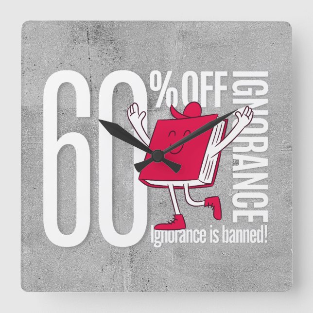 Red Book Character Ignorance is Banned Acrylic Fyrkantig Klocka (Framsida)