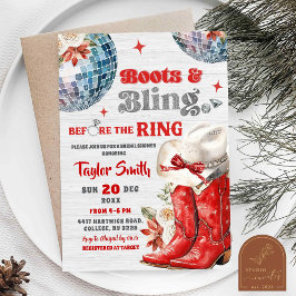 Red Boots och Bling Disco-julen Möhippa Inbjudningar