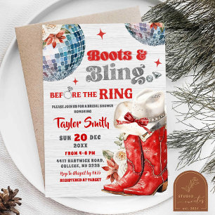 Red Boots och Bling Disco-julen Möhippa Inbjudningar