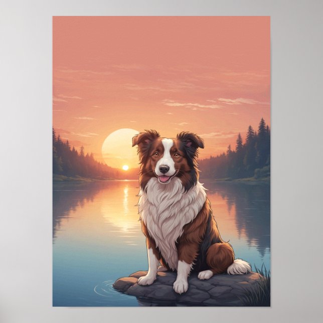 Red Border Collie Poster (Framsidan)