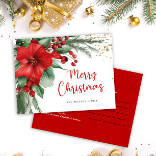 Red Botanical God jul Helg Vykort