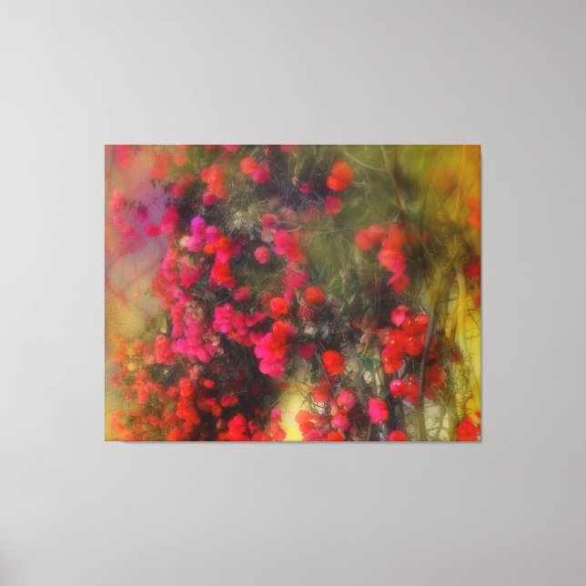 Red Bougainvillea Flowers Impressionism Fine Art Canvastryck (Framsida)